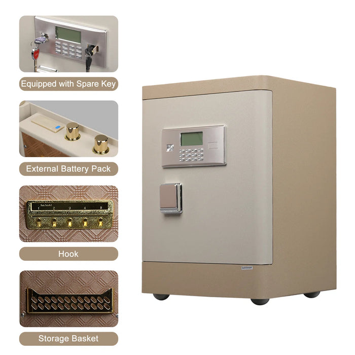 3.38 Cu Ft Black Security Safe, Lock Cabinet with Wheels, Fireproof Bag,