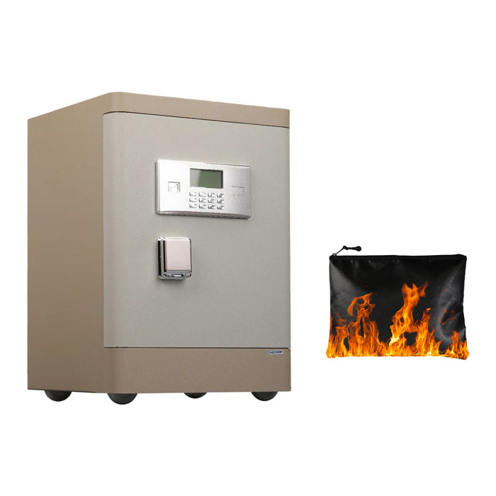 3.38 Cu Ft Black Security Safe, Lock Cabinet with Wheels, Fireproof Bag,