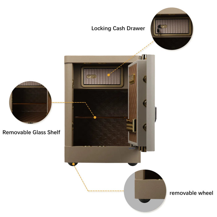 3.38 Cu Ft Black Security Safe, Lock Cabinet with Wheels, Fireproof Bag,