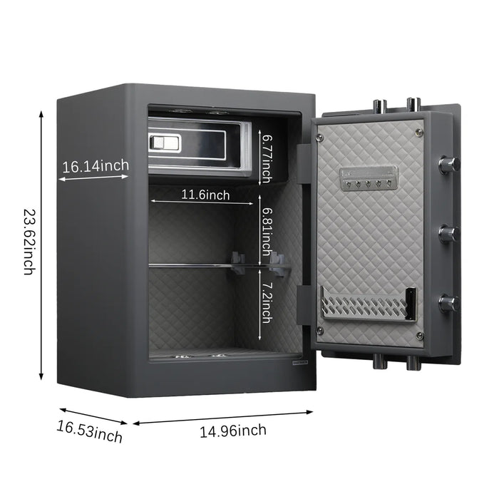 3.38 Cu Ft Security Safe Box, Biometric Fingerprint Lock, Fireproof Bag