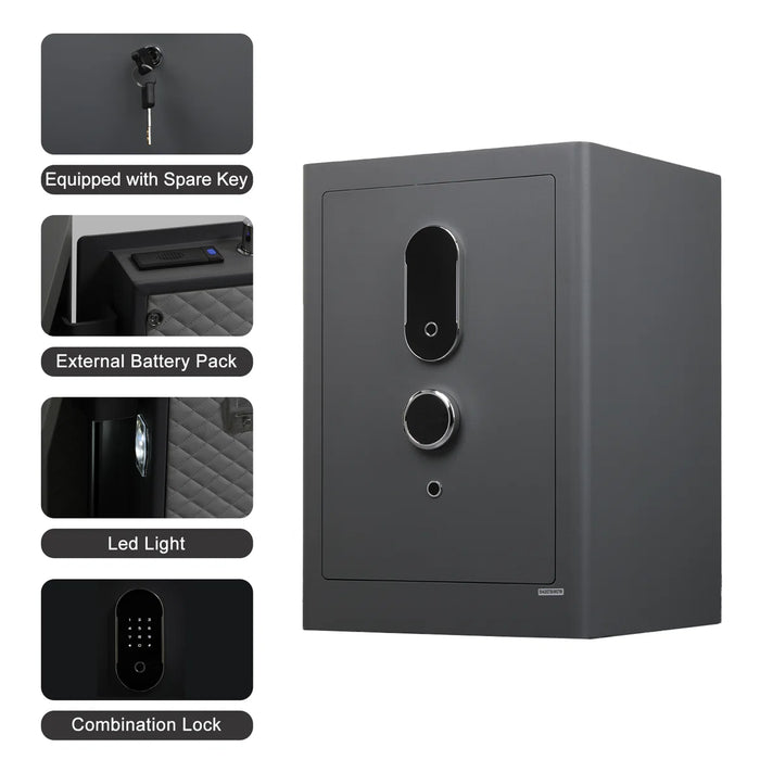 3.38 Cu Ft Security Safe Box, Biometric Fingerprint Lock, Fireproof Bag
