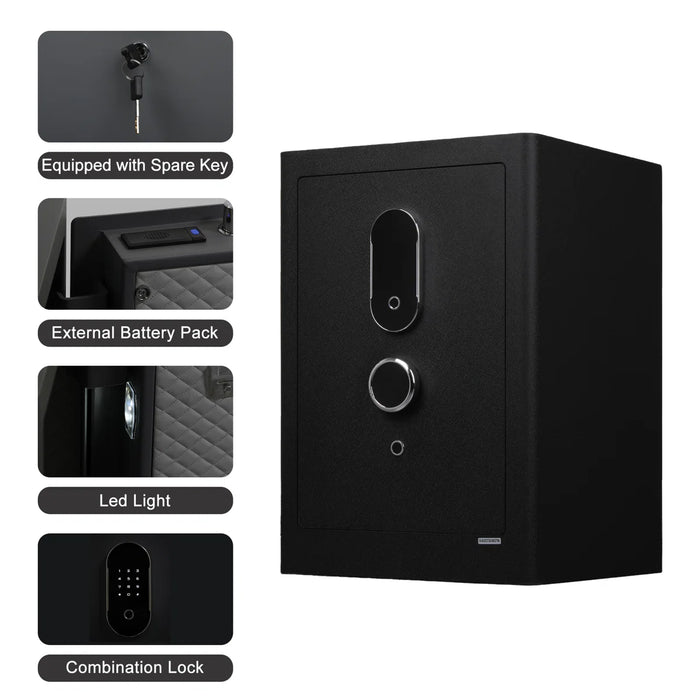 3.38 Cu Ft Security Safe Box, Biometric Fingerprint Lock, Fireproof Bag