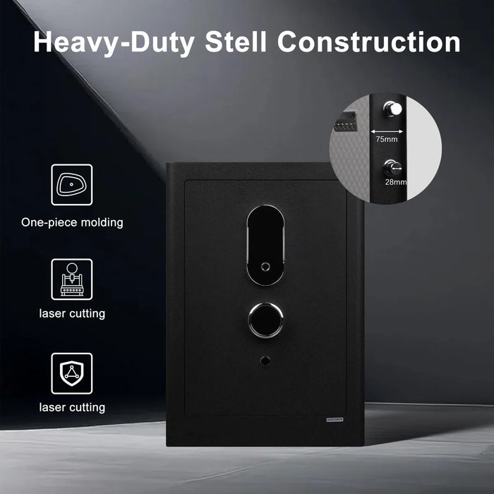 3.38 Cu Ft Security Safe Box, Biometric Fingerprint Lock, Fireproof Bag