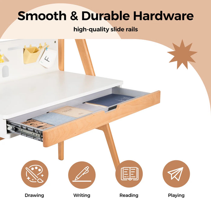 35.4" Wood Adjustable Kids Writing and Learning Desk