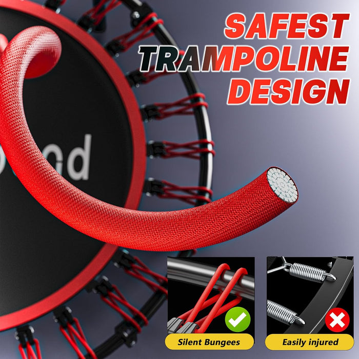 40" Quiet Bungee Rebounder for Adults, Foldable w/ Adj. U-Bar (350lbs)