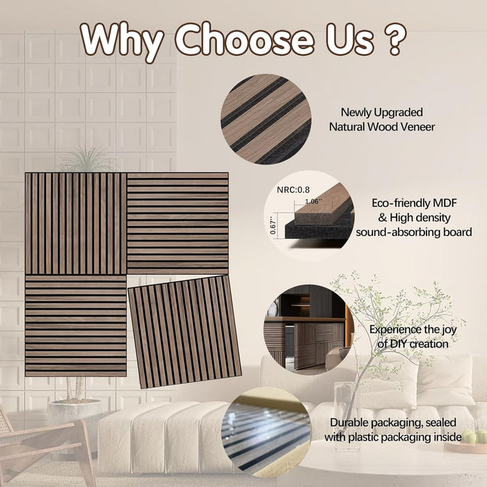 Benefits of Unisoar walnut acoustic wall panels including eco-friendly materials DIY installation and sound insulation