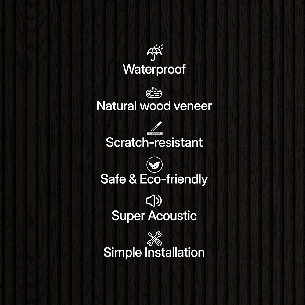 Luxury Smoked Wood Acoustic Slat Wood Wall Panels 3-Side Veneer – Unisoar
