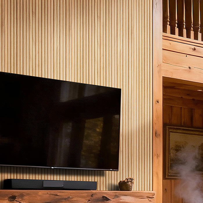 Flexible Wood Slat Wall Panels - 4ft 3D Acoustic Timber Slats for Flat & Curved Walls (2-Pack)