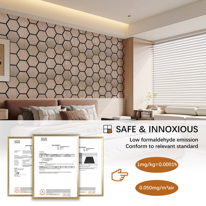 Lightweight Flexible Walnut Veneer Acoustic Hexagon Honeycomb Wall Panels Unisoar