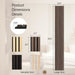 Product dimensions details with samples size and large size comparison on a neutral background.