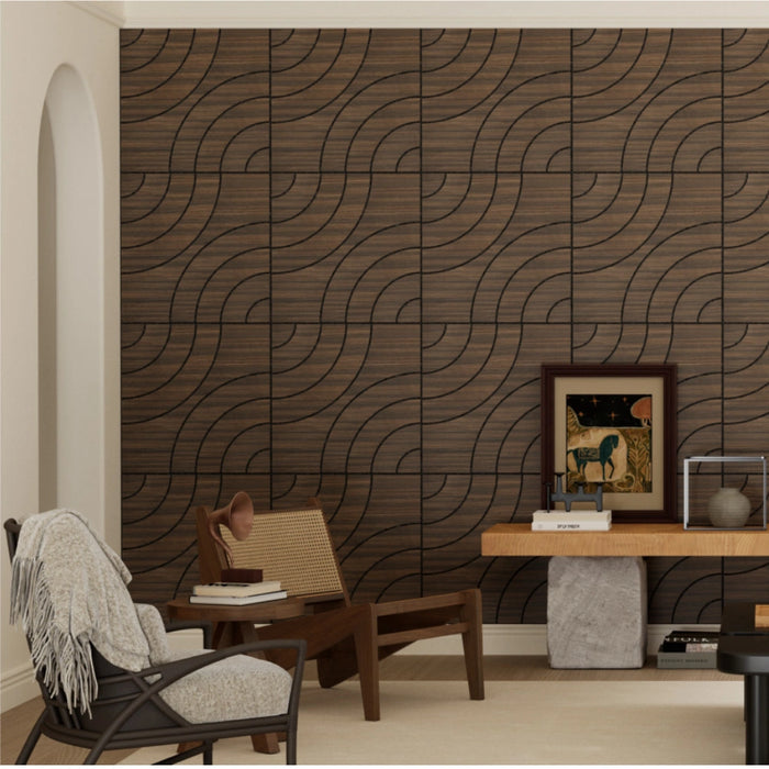 Lightweight Flexible Smoked Wood Veneer Acoustic Circular Wave Wall Panels Unisoar