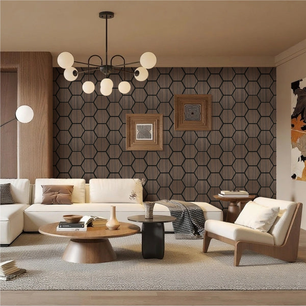 Lightweight Flexible Smoked Wood Veneer Wall Panels