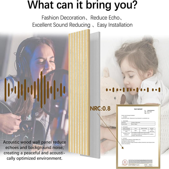 Acoustic slat panels reduce noise and echo, creating a peaceful sleep and audio environment