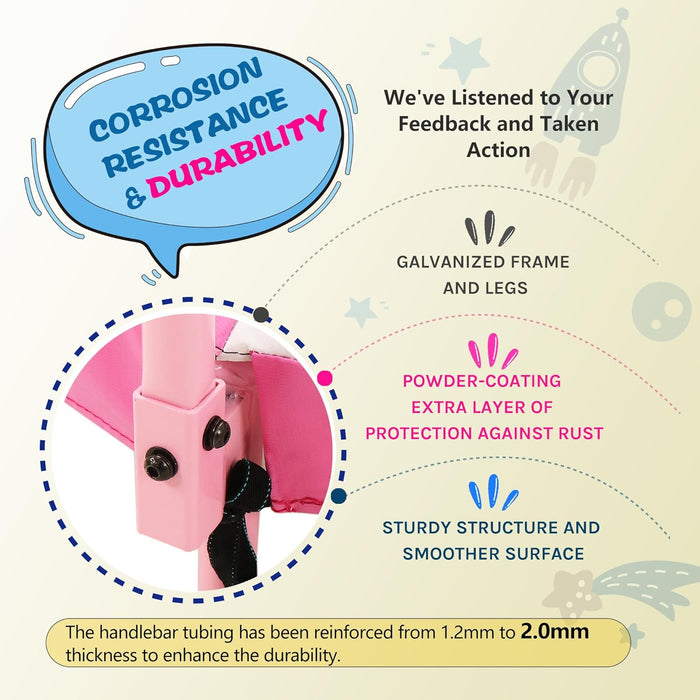 36" Pink Kids Trampoline Indoor, Toddler Rebounder w/ Safety Handle