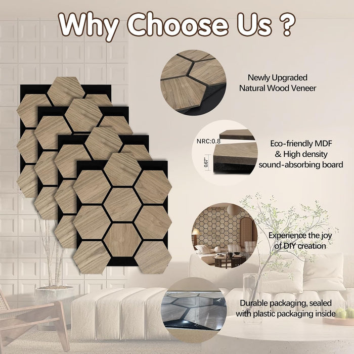 Eco acoustic tiles with real wood veneer and high-density sound-absorbing board for interior upgrades