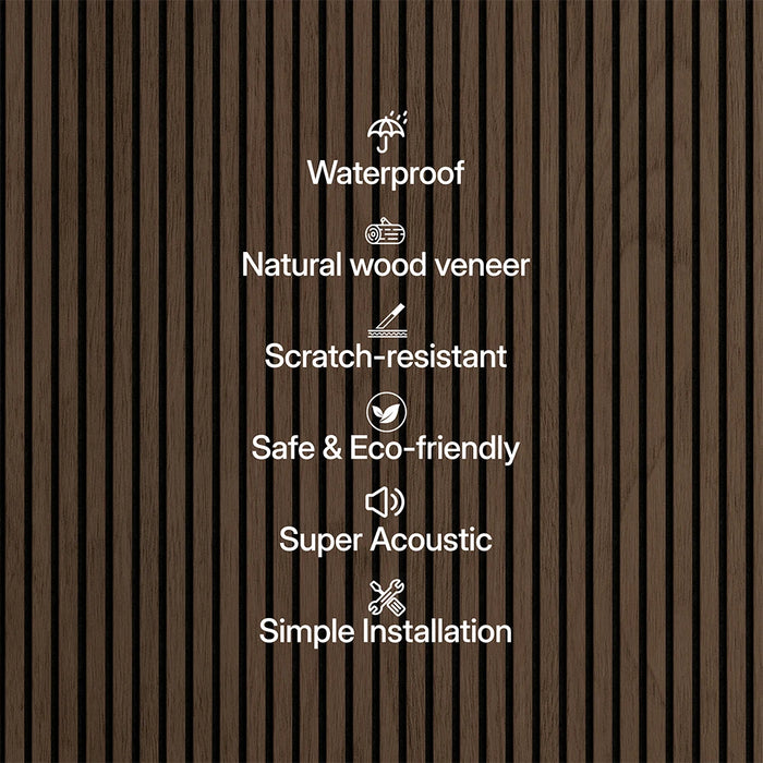 Luxury Walnut Acoustic Slat Wood Wall Panels | 3-Side Veneer – Unisoar