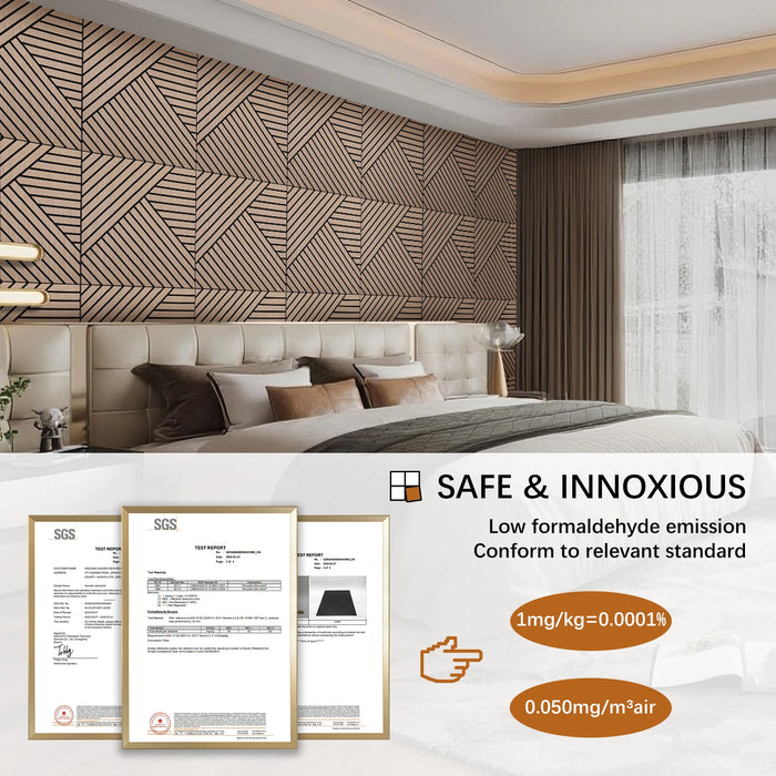 Lightweight Flexible Walnut Veneer Acoustic Diagonal Chevron Wall Panels Unisoar
