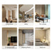 Modern acoustic wood slat panels used in various spaces including living room, office, lounge, bedroom, TV wall, and meeting room for sound absorption and elegant design.