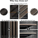 Comparison chart of wood slat materials with text explaining benefits