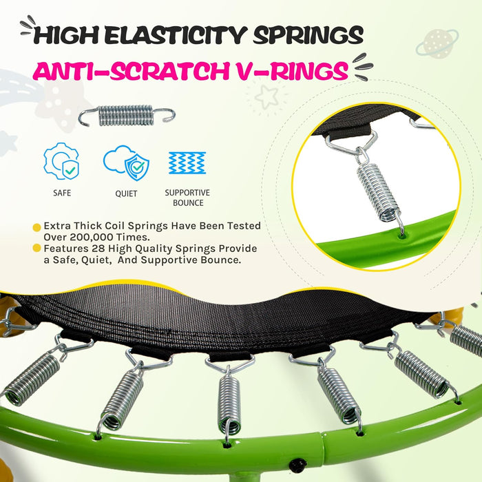 36" Yellow Kids Trampoline Indoor, Toddler Rebounder w/ Safety Handle