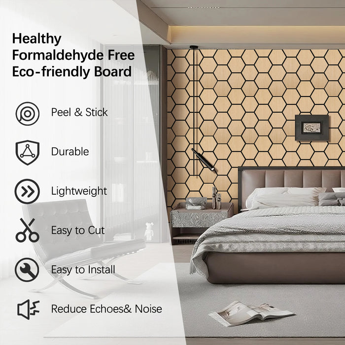 Lightweight Flexible Oak Veneer Acoustic Hexagon Honeycomb Wall Panels Unisoar