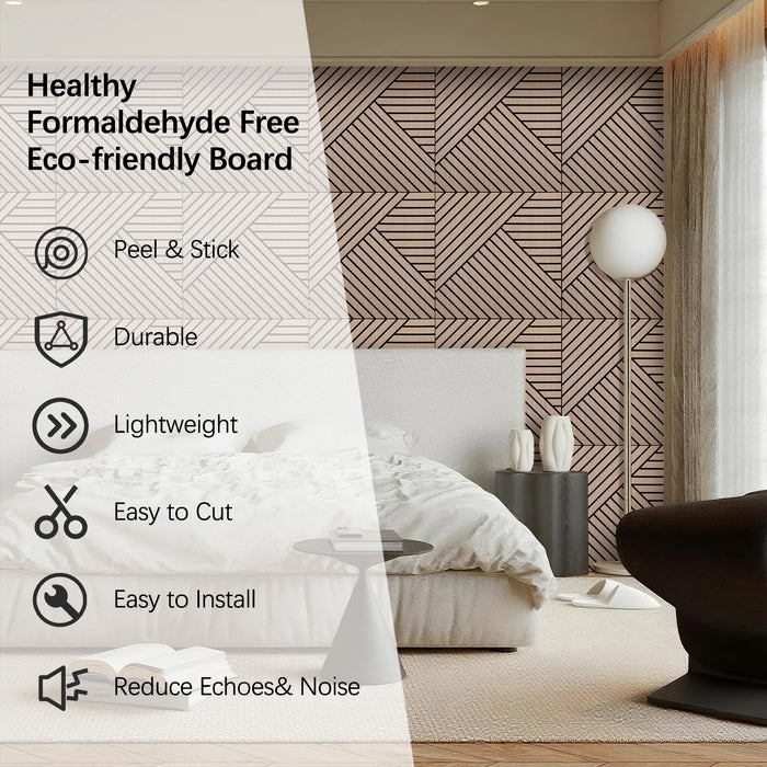 Lightweight Flexible Walnut Veneer Acoustic Diagonal Chevron Wall Panels Unisoar
