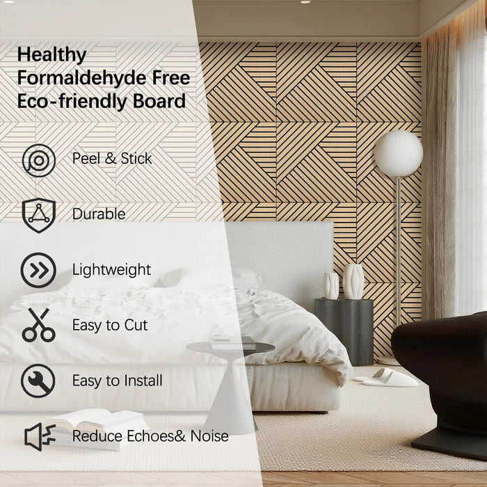 Lightweight Flexible Oak Veneer Acoustic Diagonal Chevron Wall Panels Unisoar