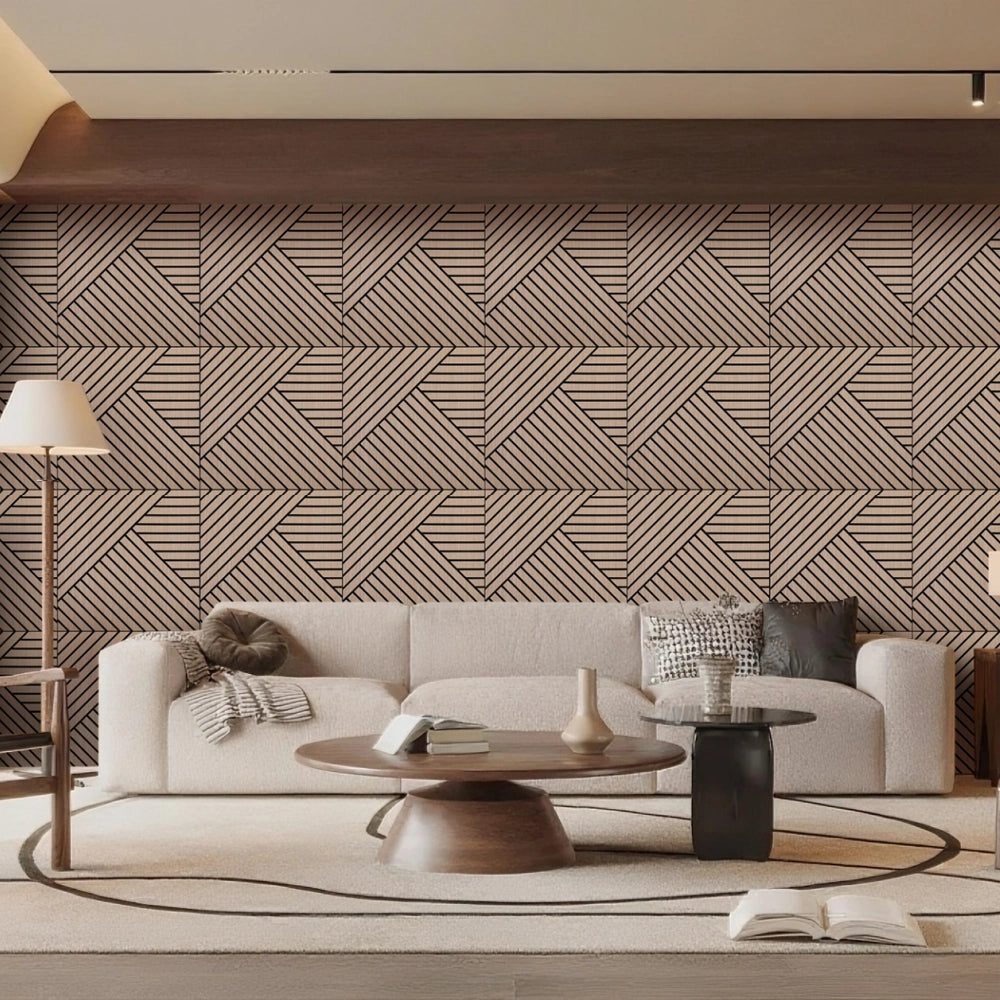 Paneles de pared acústicos ligeros y flexibles con diseño de chevron diagonal Unisoar