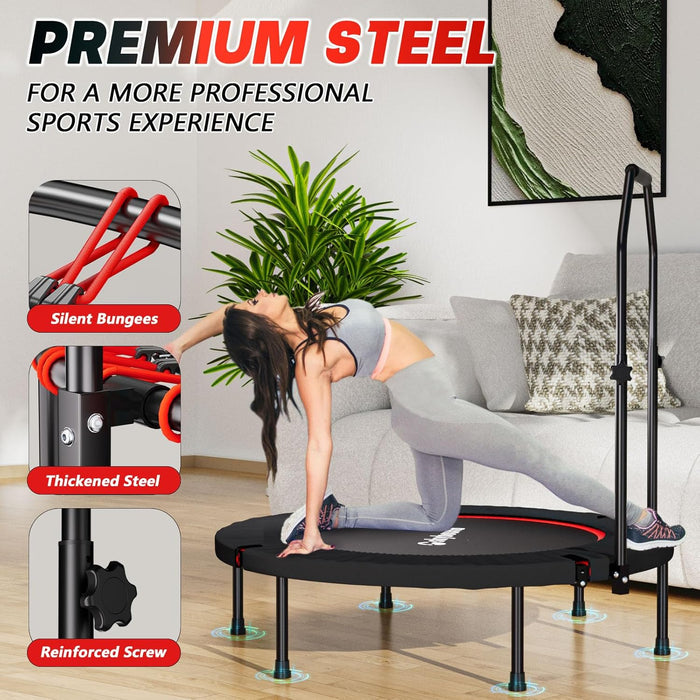 40" Quiet Bungee Rebounder for Adults, Foldable w/ Adj. U-Bar (350lbs)