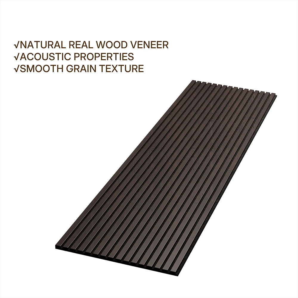 Luxury Smoked Wood Acoustic Slat Wood Wall Panels 3-Side Veneer – Unisoar