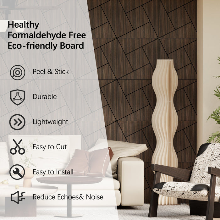 Lightweight Flexible Smoked Wood Veneer Acoustic Pinwheel Wall Panels Unisoar
