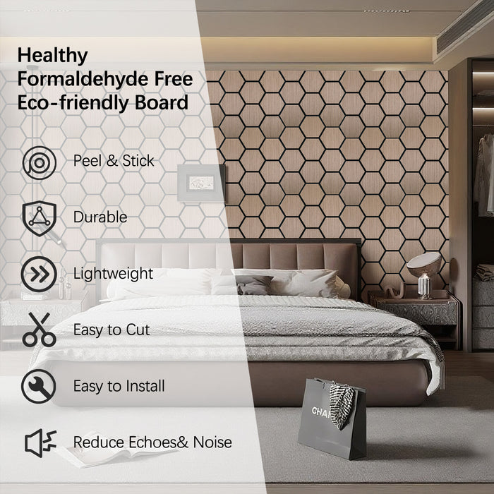 Lightweight Flexible Walnut Veneer Acoustic Hexagon Honeycomb Wall Panels Unisoar