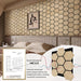 Bedroom with full wall covered in hexagonal wood acoustic panels and certified NRC 0.8 sound absorption report