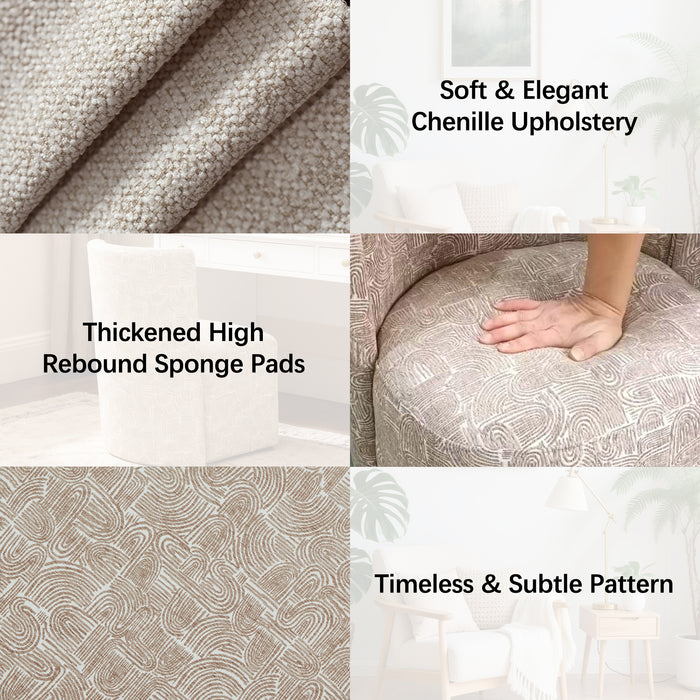 Modern Upholstered Dining Chair with Casters