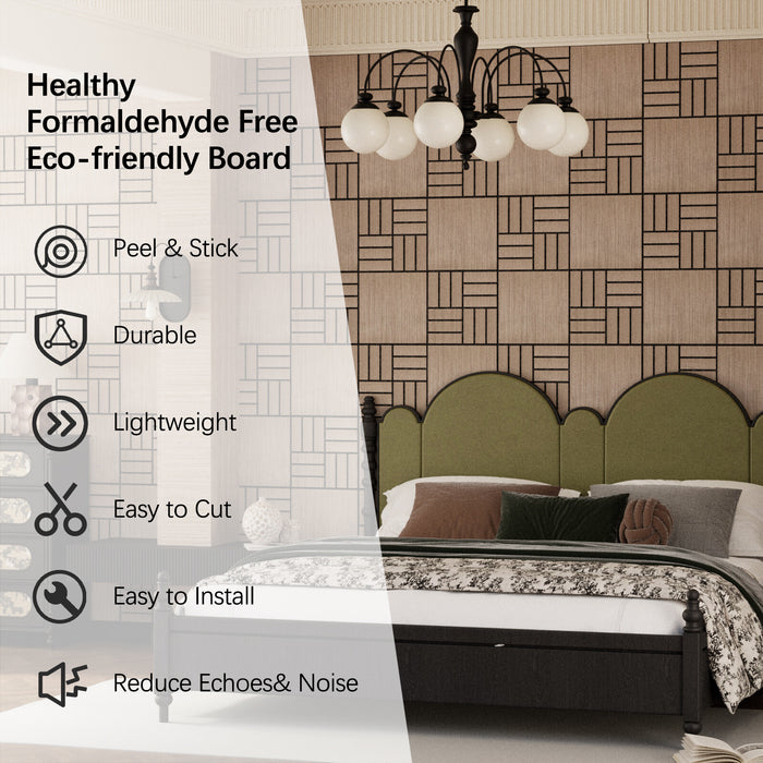 Lightweight Flexible Walnut Veneer Acoustic Basketweave Grid Wall Panels Unisoar