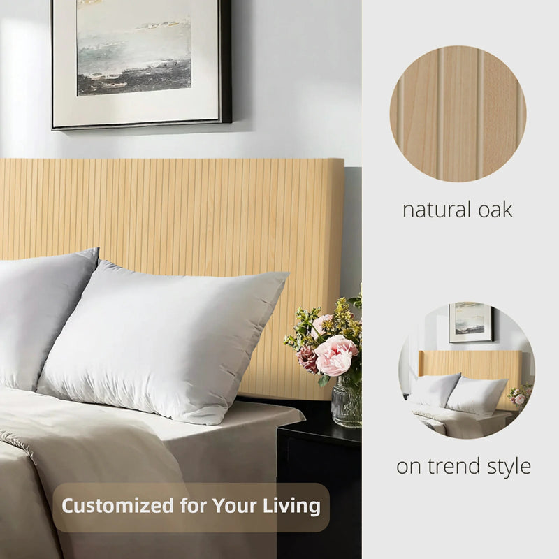 Fluted Wood Headboard  Wall Mounted - Natural Oak