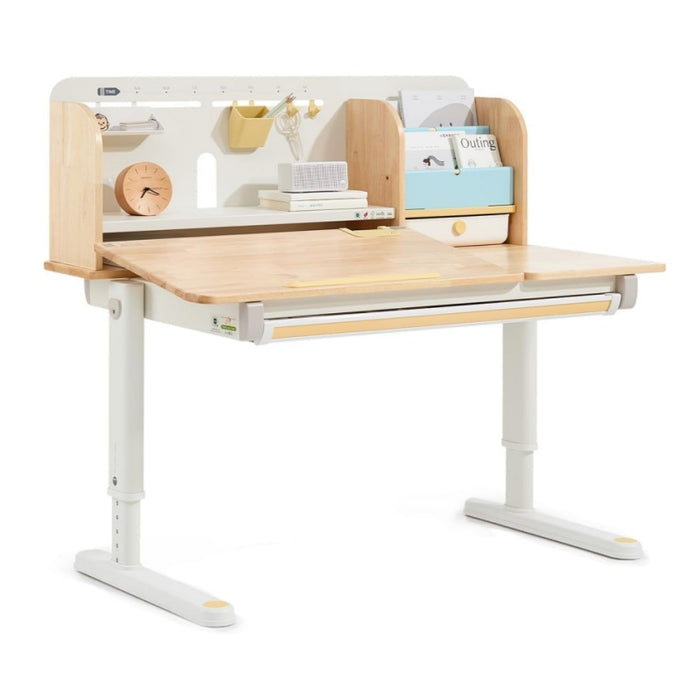 Adjustable Height Kids Study Desk, Tilt Wood Student Table w/ Storage