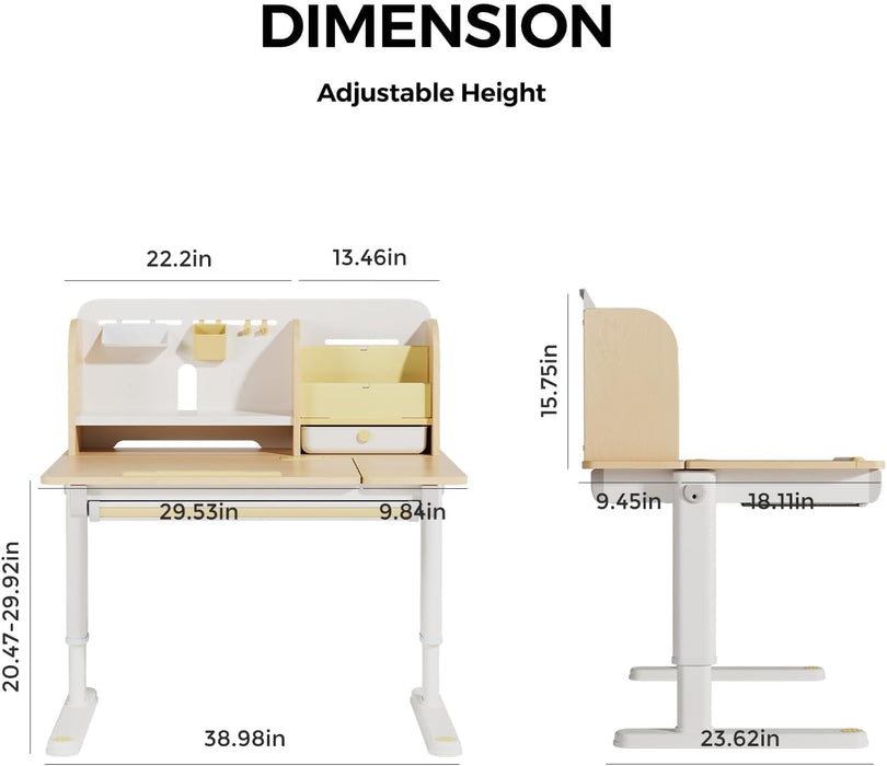 Ergonomic Kids Desk Chair – Adjustable Height & Depth Study Chair with Detachable Foot Pedal & Self-Locking Casters, Breathable Mesh Back, for Ages 3–12
