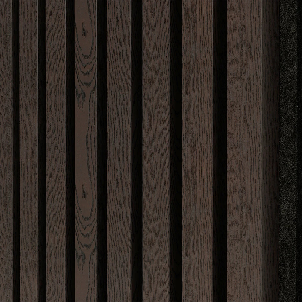 Luxury Smoked Wood Acoustic Slat Wood Wall Panels 3-Side Veneer – Unisoar