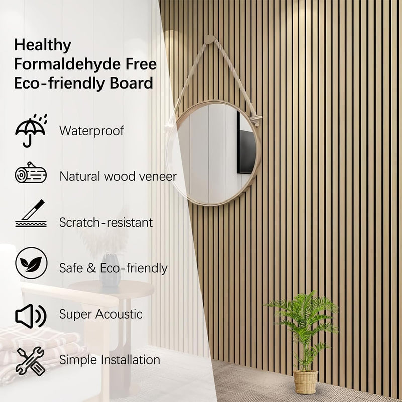 Eco-friendly acoustic slat wall panel with waterproof scratch-resistant and formaldehyde-free features