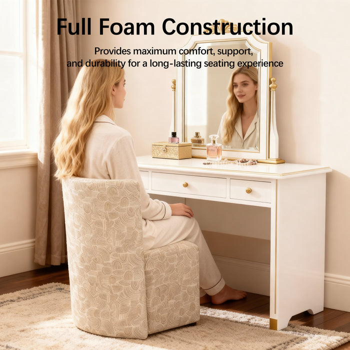 Modern Upholstered Dining Chair with Casters