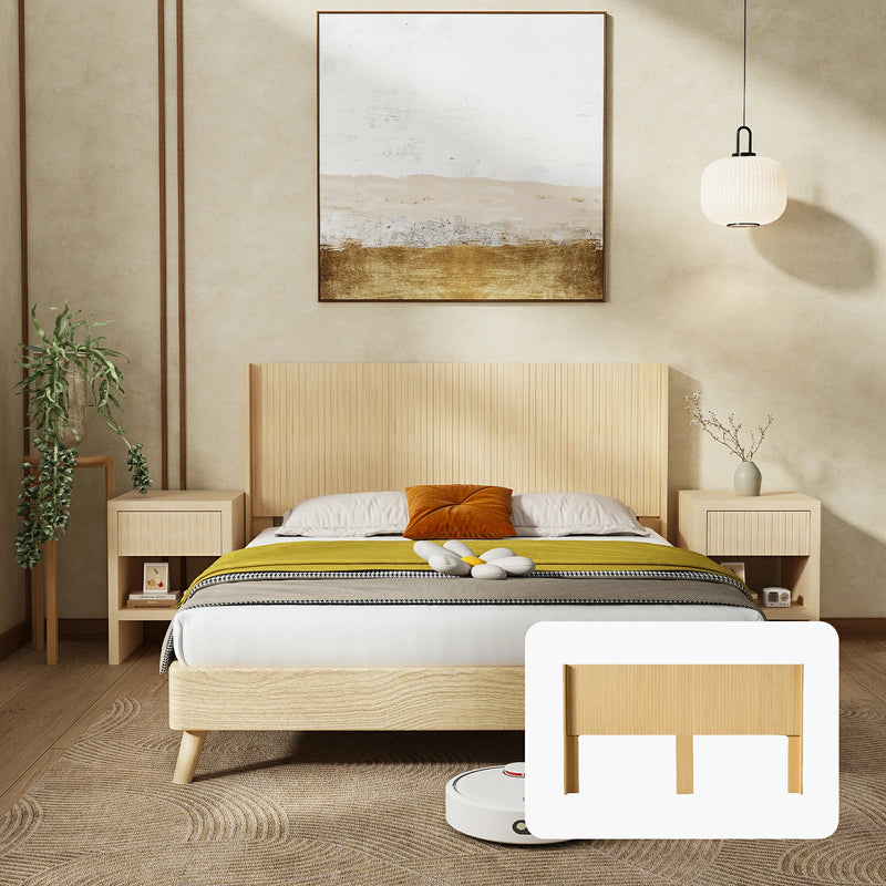 Fluted Wood Headboard  Wall Mounted - Natural Oak
