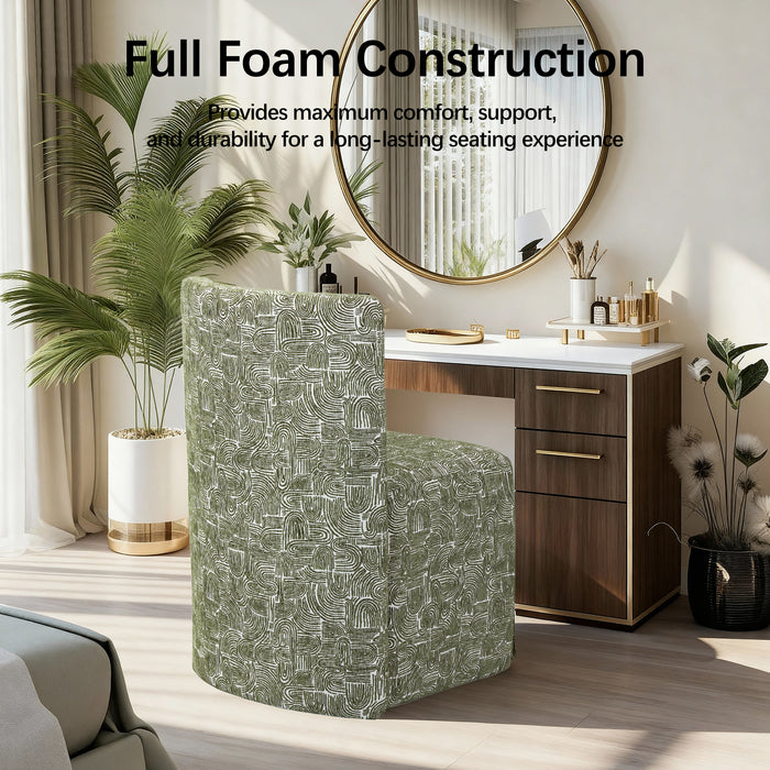 Modern Upholstered Dining Chair with Casters