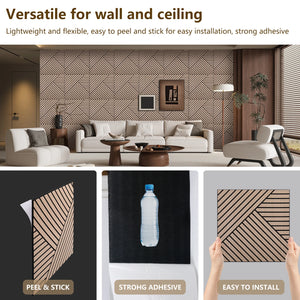 Paneles de pared acústicos ligeros y flexibles con diseño de chevron diagonal Unisoar