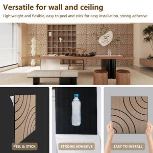 Lightweight Flexible Walnut Veneer Acoustic Circular Wave Wall Panels Unisoar