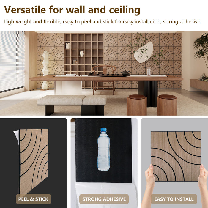 Lightweight Flexible Walnut Veneer Acoustic Circular Wave Wall Panels Unisoar