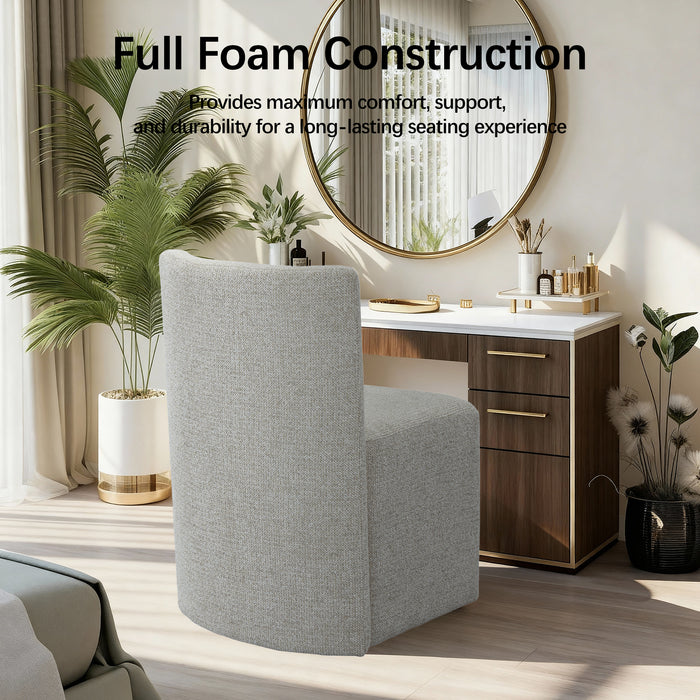 Modern Upholstered Dining Chair with Casters