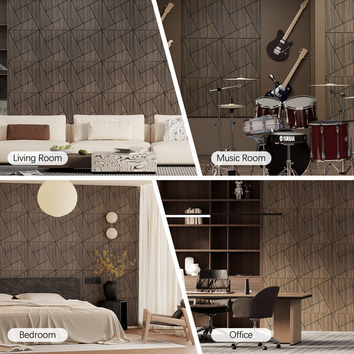 Lightweight Flexible Smoked Wood Veneer Acoustic Pinwheel Wall Panels Unisoar