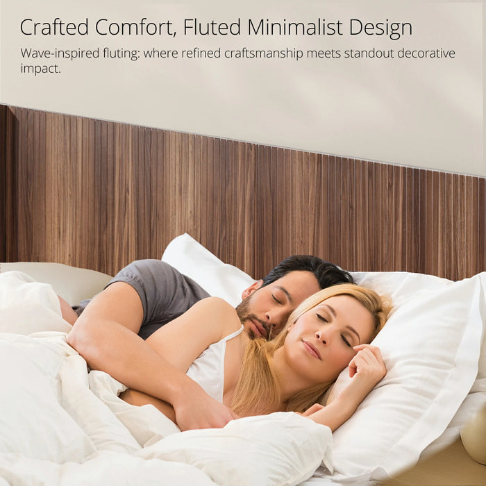 Fluted Wood Headboard Queen/King Size - Wall Mounted Boho Wingback