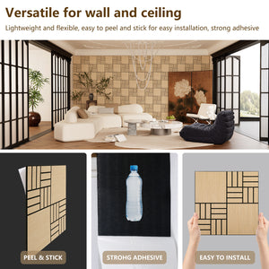 Lightweight Flexible Oak Veneer Acoustic Basketweave Grid Wall Panels Unisoar